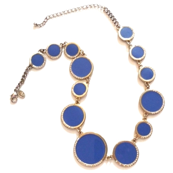 💥CLEARANCE💥CHARMING CHARLIE BLUE CIRCLES CRYSTALS & RHINESTONE 17-20" NECKLACE - Picture 2 of 7